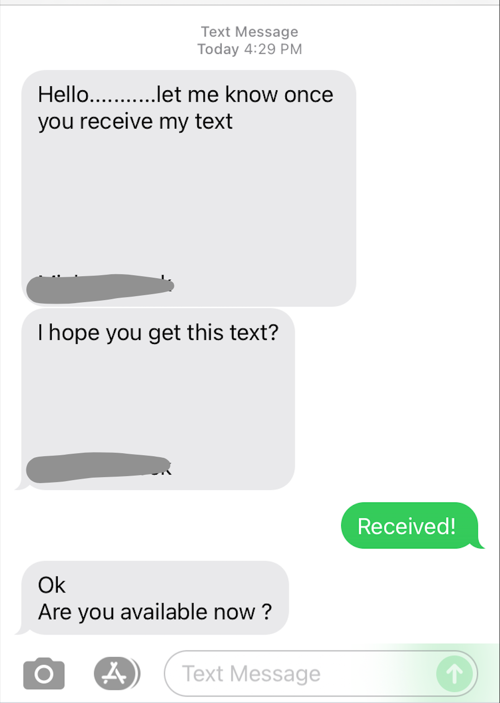 text message sample